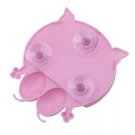 Toothbrush and toothpaste holder, frog head, pink color